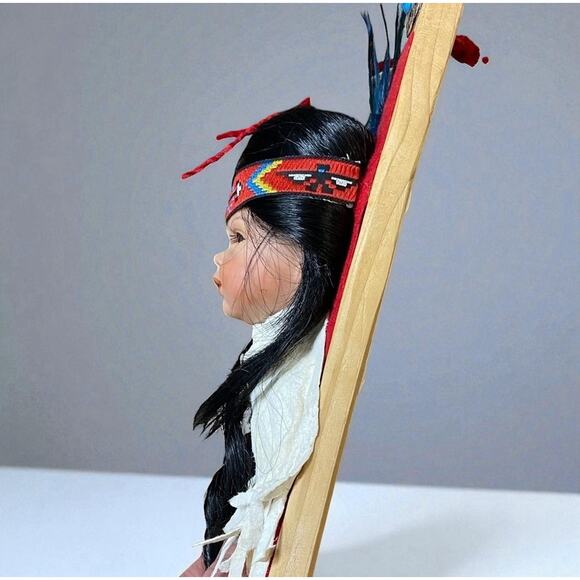 Indian Princess Porcelain Doll Head Signed Plaque - Picture 4 of 10